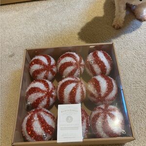 Wondershop Festive Red and White Swirl Ornaments